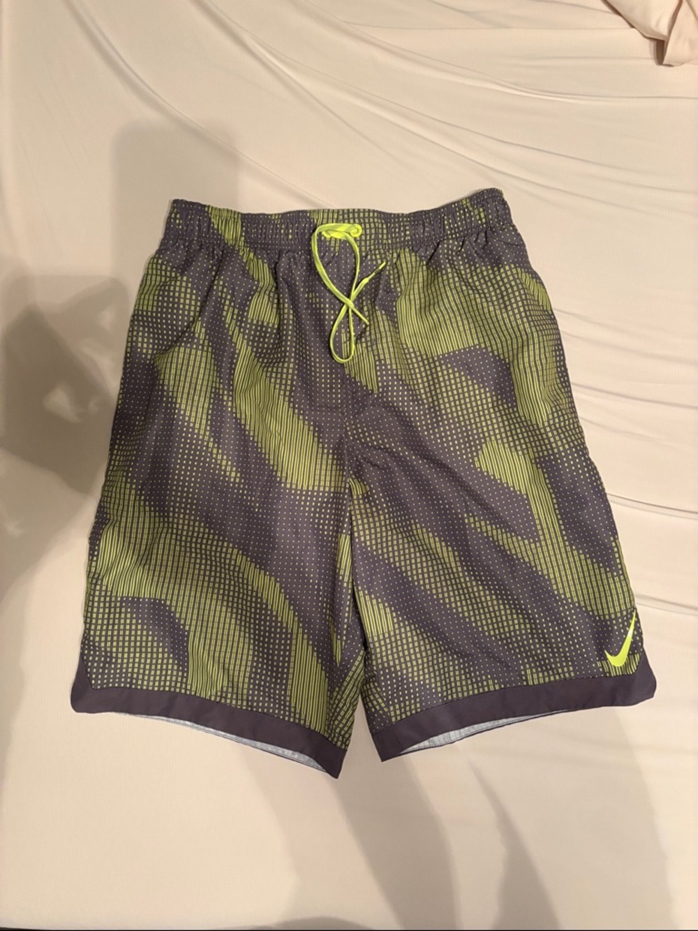 Nike Gray and Neon Men's Swim Trunks - Tall (9" inseam)